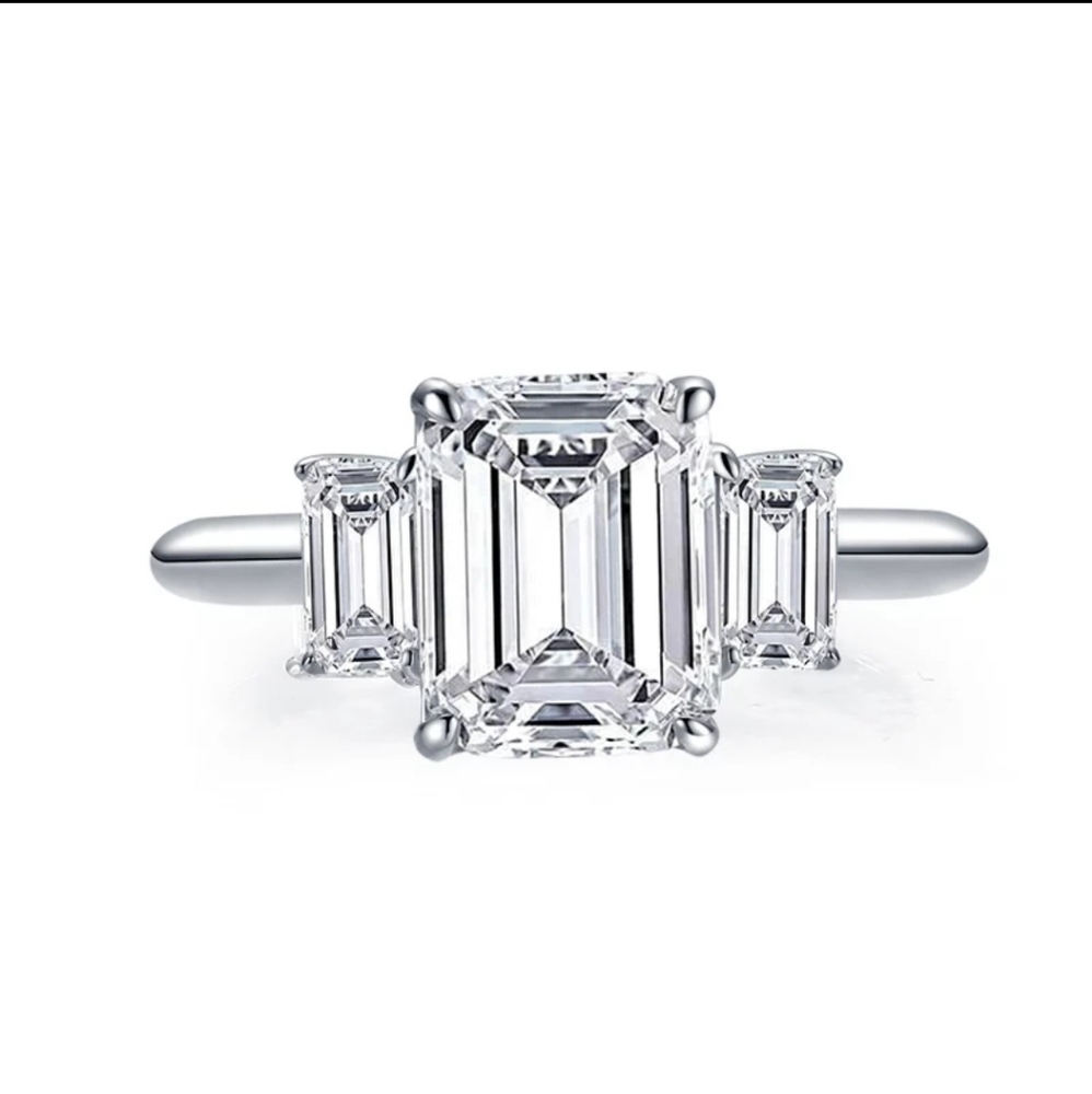 Sona Emerald Cut Diamond Ring S7 - Picture 3 of 9
